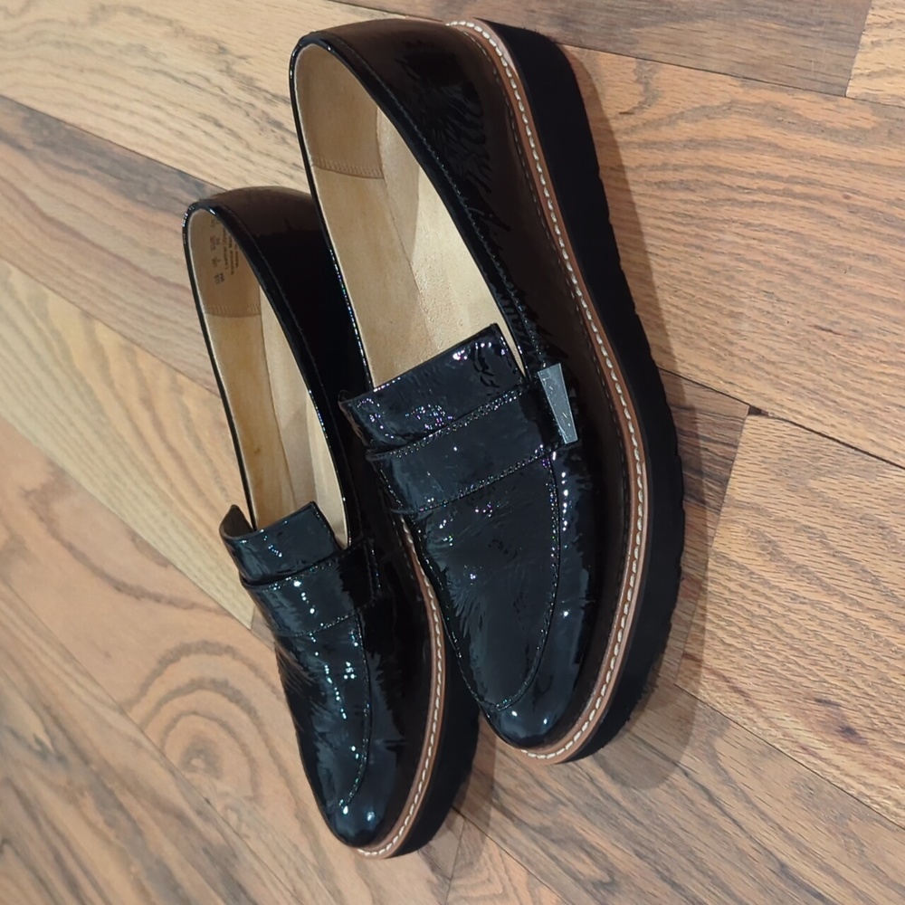 Naturalizer Black Patent Leather Platform Loafers Sz 9